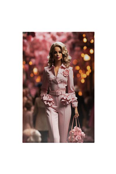 StoryGift Romania Tablou Canvas 100 x 70CM Femeie blonda draguta - ca eleganta geanta Pictura,STG