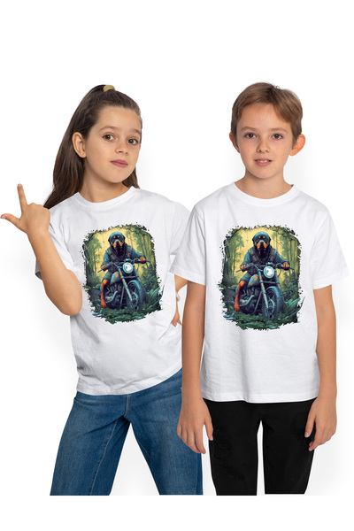 StoryGift Romania Tricou Copii Cu Un Caine Rottweiler Care Sta Pe O Motocicle...