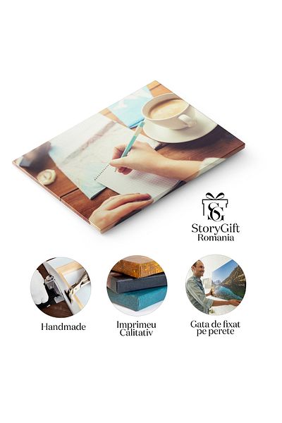 StoryGift Romania Canvas Painting: Preparing for a New Tourist Adventure - Map, Travel, Compass