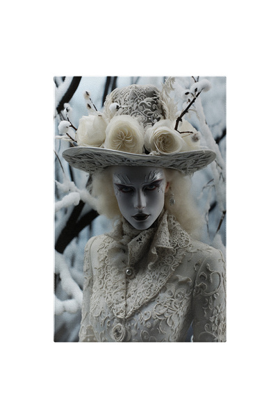 StoryGift Romania Tablou Canvas: O Fata Intr-un Costum Elegant Alb - Palarie ...