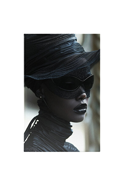 StoryGift Romania Tablou Canvas Chipul Negru Ascuns Portretul Întunecat Al Doamnei Cu Eșarfă Din Satin , Pictura