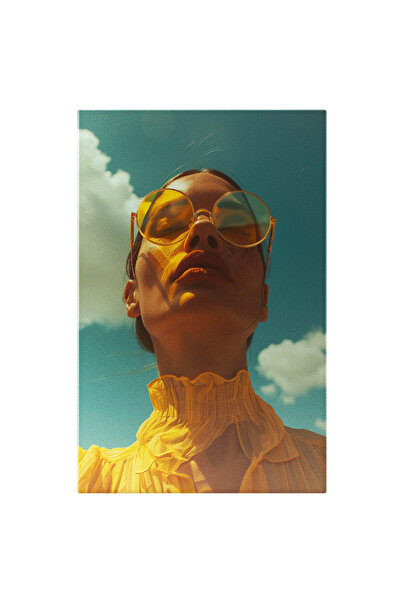 StoryGift Romania Tablou Canvas Dama Cu Pistrui Si Ochelari Galbeni Cu Par Sa...