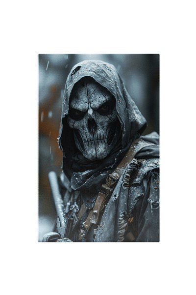 StoryGift Romania Tablou Canvas: Atacatorul Mascat Cu Pușcă Fața De Schelete Cu Pelerină Și Obiecte Militare Pict