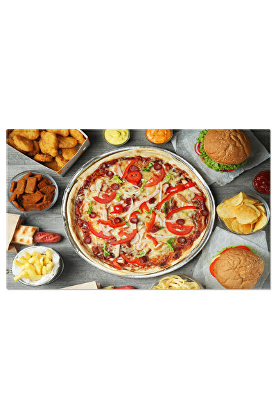 StoryGift Romania Tablou Canvas Diverse Tipuri De Fastfood Pe O Masa Cu Textu...