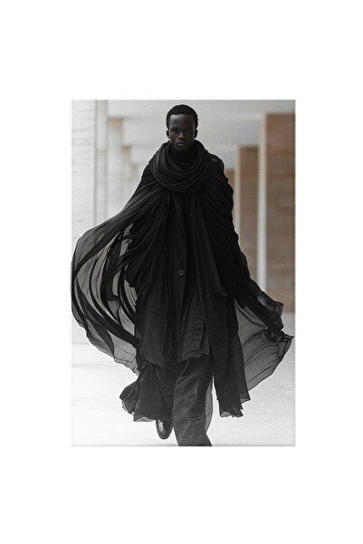 StoryGift Romania Tablou Canvas Barbat African Cu Esarfa Lunga Neagra Si Palt...