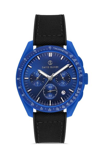 DAVID GUNER Men's Wristwatch with Blue Dial Polycarbonate Coated - Dg-8627Gd-Az3