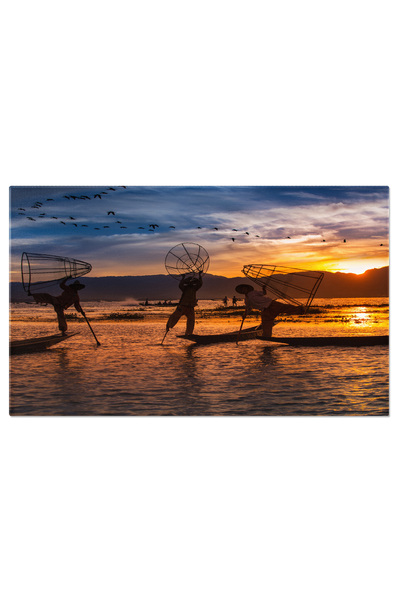 StoryGift Romania Tablou Canvas - Tehnica Burma: Leg-rowing, Pescuit, Mediu, Rau, Calatorie