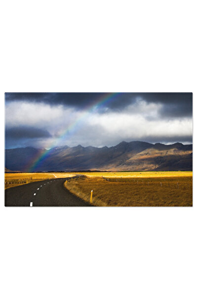 StoryGift Romania Tablou Canvas Curcubeu Peste O Drum Rural In Estul Islandei...