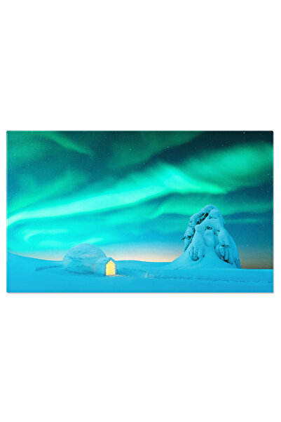 StoryGift Romania Tablou Canvas - Casa Igloo Sub Luminile Nordului: Aurora Boreala Si Peisaj Nocturn In Lumea Arc