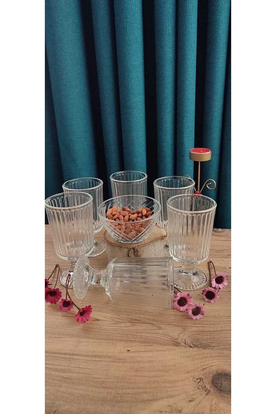 ORTAKÖY CENNETİ Footed Goblet Soft Drink Glass Origami Model 180 Cc Volume 13 cm Height 7 cm Mouth Width