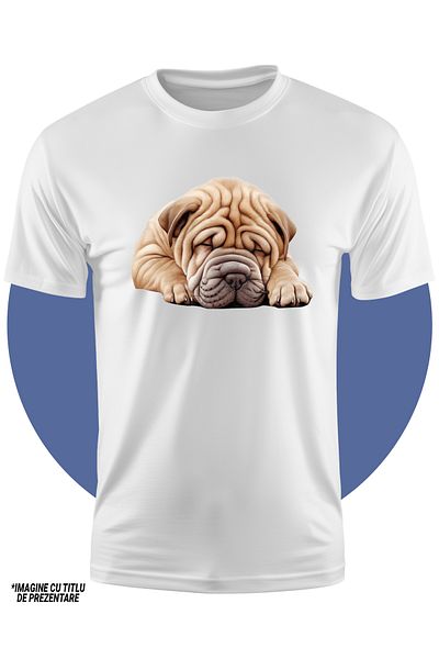 StoryGift Romania Tricou Copii Cu Un Caine Shar Pei Care Doarme, Ilustratie, Somn Adanc, Obosit, Lenevire, O