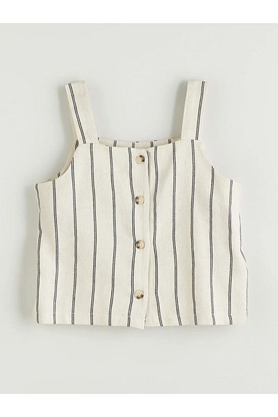 LC Waikiki Lcw kids beige linen blend girl's blouse and shorts