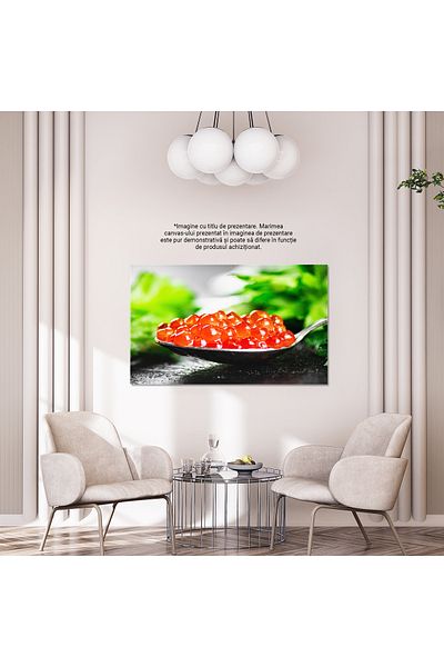 StoryGift Romania Tablou Canvas Lingura Plina De Caviar Rosu Pe Masa Deliciu Luxos Din Marea Adancime Infruptate