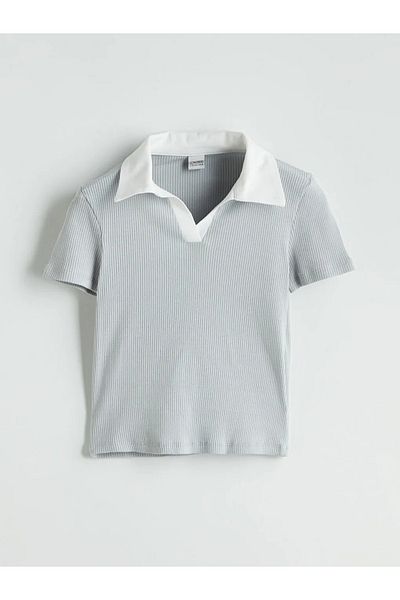 LC Waikiki Lcw Kids Gray Polo Collar Girls T-Shirt and Leggings