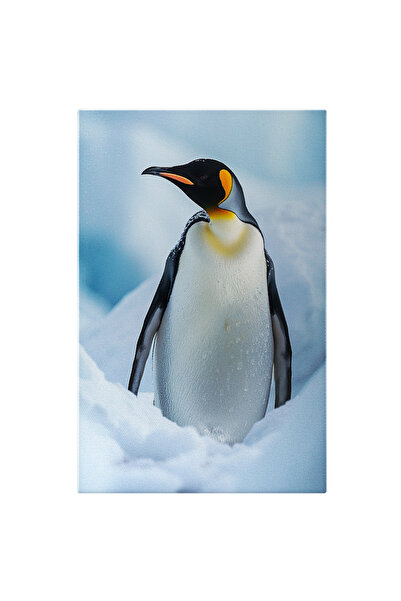 StoryGift Romania Tablou Canvas: Pata De Culoare Din Zăpadă Pinguinul Privito...