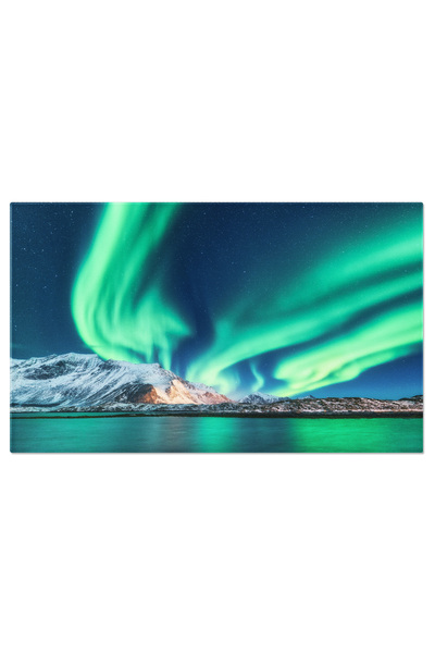 StoryGift Romania Tablou Canvas Cu Luminile Nordului Peste Norvegia - Spatiu, Galaxie, Verde