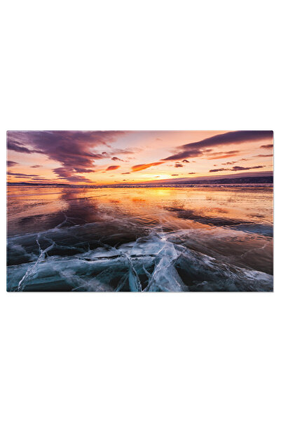 StoryGift Romania Tablou Canvas: Muntele Rusesc Intr-o Seara De Iarna - Frig, Lac, Lumina, Textura