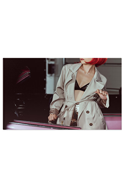 StoryGift Romania Tablou Canvas: Eleganta Auto, Femeie Si Masina Vintage, Fru...