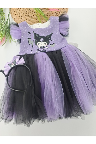 lumia Kız Çocuk Kuromi Elbise Rengarenk Tüllü Tütütülü Astalı Fırfrlı Tüllü K...