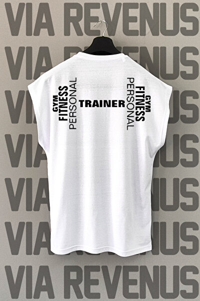 Vordevia Tricou sport cu mâneci zero cu decolteu rotund, cu imprimeu pe spate...