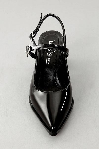 Lio Shoes Pantofi de damă din piele neagră cu toc gros, cu vârf ascuțit, talpă TPU SSYHRB101
