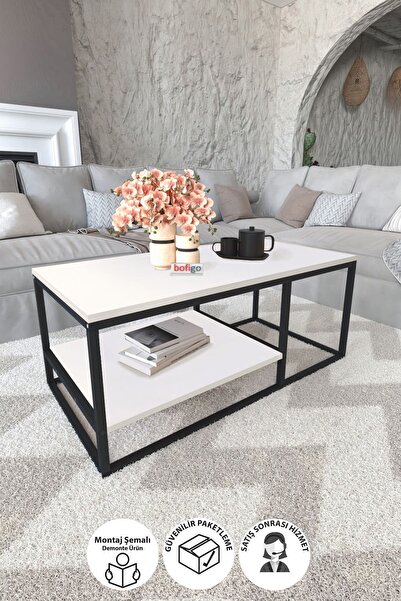 Bofigo Masuta de cafea din metal cu 2 rafturi Masuta de cafea decorativa Nisa...