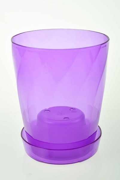 Melkan Home Şeffaf Mor Burgu Desenli Orkide Saksısı 1,3 Litre | Drenajlı, Modern Tasarım Saksı