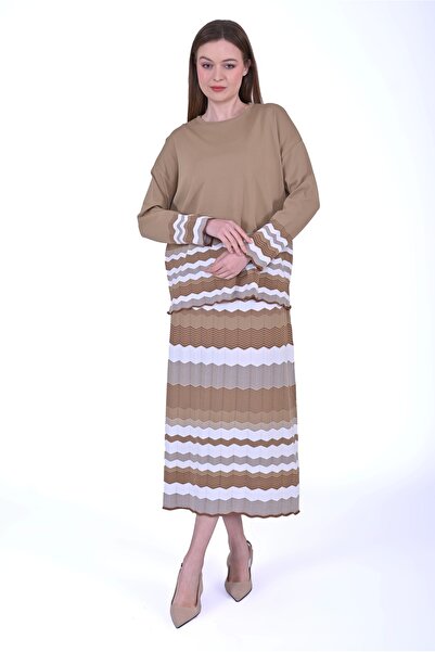 Invee Invee 7027 Camel Knitwear Tunic