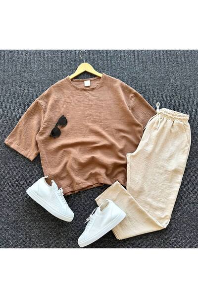 tetramoda Велосипедна комір, напіврукав, оверсайз, короткий рукав, футболка, штани, комплект