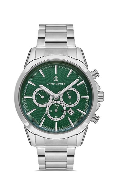 DAVID GUNER Men's Wristwatch Dg-8649Ga-A10 with Silver Coated Green Dial