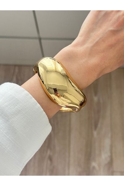 YOUES JEWELRY Thick Handcuff Bracelet Adjustable Bangle Unisex Gold