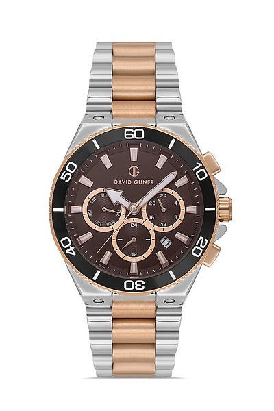 DAVID GUNER Rose White Coated Brown Dial Men's Wristwatch Dg-8654Ga-E6