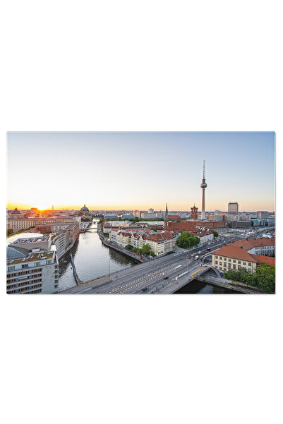 StoryGift Romania Tablou Canvas Centrul Berlinului La Apus, Peisaj Urban, Arhitectura, Lumina Sera, Orizont, Sera