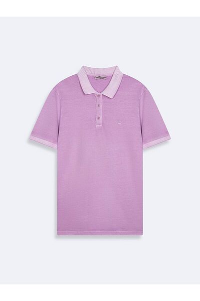 Ltb Μπλουζάκι Polo Neck Basic κοντομάνικο κανονικό λιλά