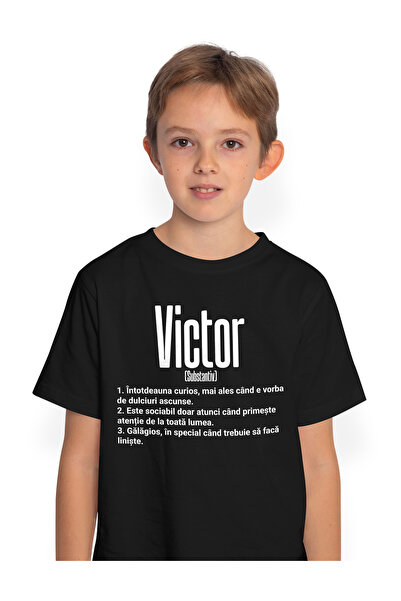 StoryGift Romania Tricou Copii Baieti Cu Numele Victor, Cu Mesaj Amuzant, Cur...