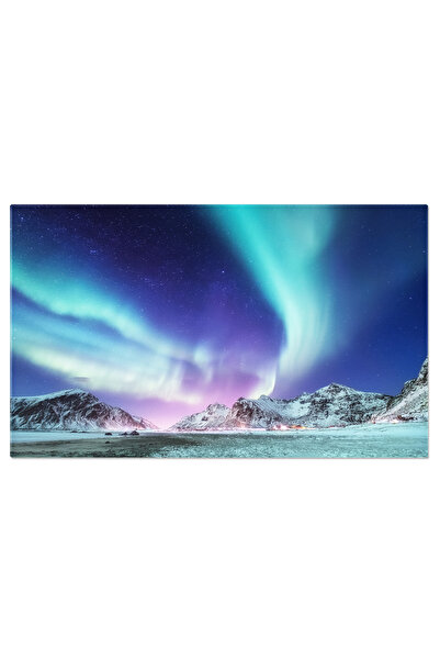 StoryGift Romania Tablou Canvas Pictura Cosmica In Lofoten, Norvegia, Aurore Boreale, Peisaj Nocturn, Calatorie N