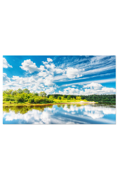 StoryGift Romania Tablou Canvas Peisaj De Rau Cu Reflectii Ale Norilor Si Pad...