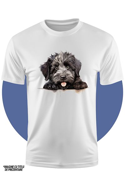 StoryGift Romania Tricou Copii Cu Un Catel Care Priveste Curios, Ilustratie, Pentru Iubitorii De Animale, Li