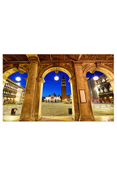 StoryGift Romania Tablou Canvas Piata San Marco, Venetia, Italia, Piazza, Bazilica, Noapte, Arhitectura, Apus. 38