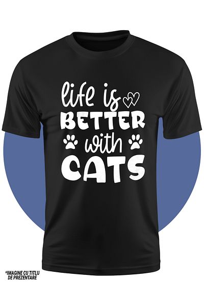 StoryGift Romania Tricou Copii Pentru Iubitorii De Pisici Cu Mesajul In Limba Engleza "life Is Better With C
