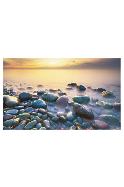 StoryGift Romania Tablou Canvas Apus Pe Tarmul Cu Piatra, Peisaj Marin, Apus,...