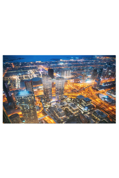 StoryGift Romania Tablou Canvas Vedere De Sus A Liniilor De Zgaraie-nori Iluminate In Noapte, Dubai, Arhitectura,