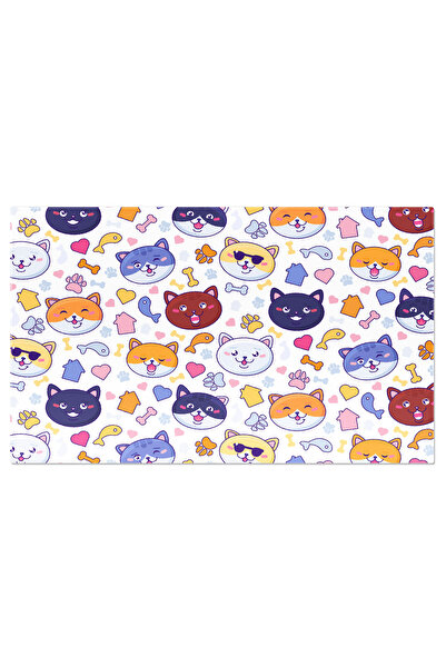 StoryGift Romania Tablou Canvas, Ilustratie Colorata Cu Pisici Si Modele - Di...