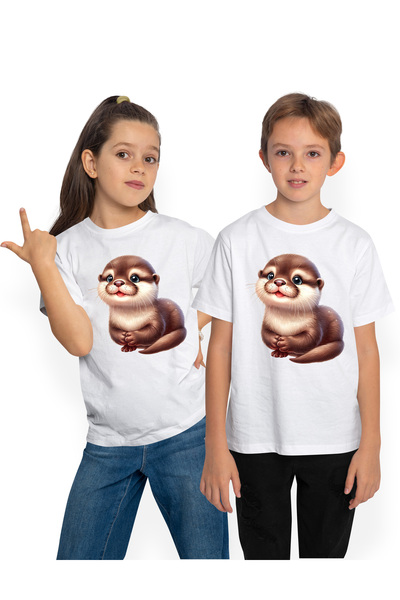 StoryGift Romania Tricou Copii Cu O Vidra Vesela, Ilustratie, Jucausa, Ferici...