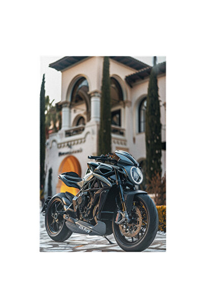 StoryGift Romania Tablou Canvas Casa Unui Pasionat De Motocicleta, O Curte Ma...