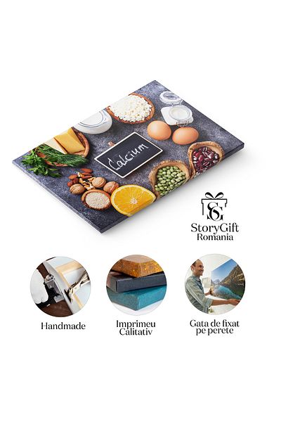 StoryGift Romania Tablou Canvas Set De Alimente Bogate In Calciu, O Variatie De Produse Lactate Si Alimente Sanat