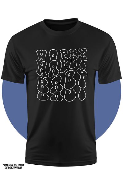 StoryGift Romania Tricou Copii Pentru Bebelusii Cuminti Si Veseli Cu Mesajul In Engleza "happy Baby" - Feric