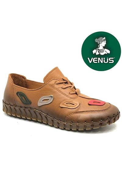 Kocamanlar Ayakkabı Venus Pulsar Genuine Leather Orthopedic Women's Casual Shoes Taba