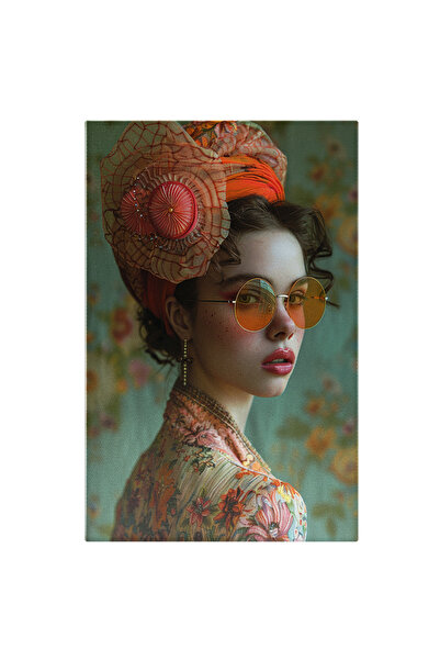 StoryGift Romania Tablou Canvas: Fata Cu Palarie Si Cercei Lungi Cu Pistrui C...