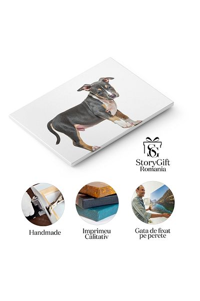 StoryGift Romania Canvas Painting 90 x 60CM Canine Elegance - Portrait of American Staff 90x60CM STG